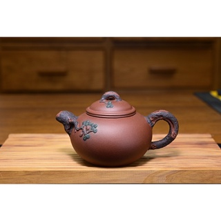作　茶器　煎茶道具 中国宜興　急須　紫砂壷　朱泥　梨地　名人美術大師　陳国良