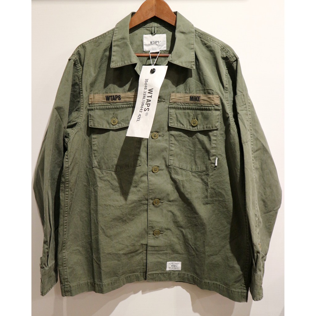 WTAPS SS18 BUDS LS 02 / SHIRT. COTTON. GABADINE 水洗復古刷色綠M