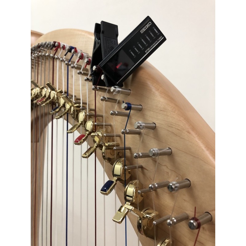 SEIKO調音器-豎琴專用，可夾在轉弦軸上，分三個區域調音