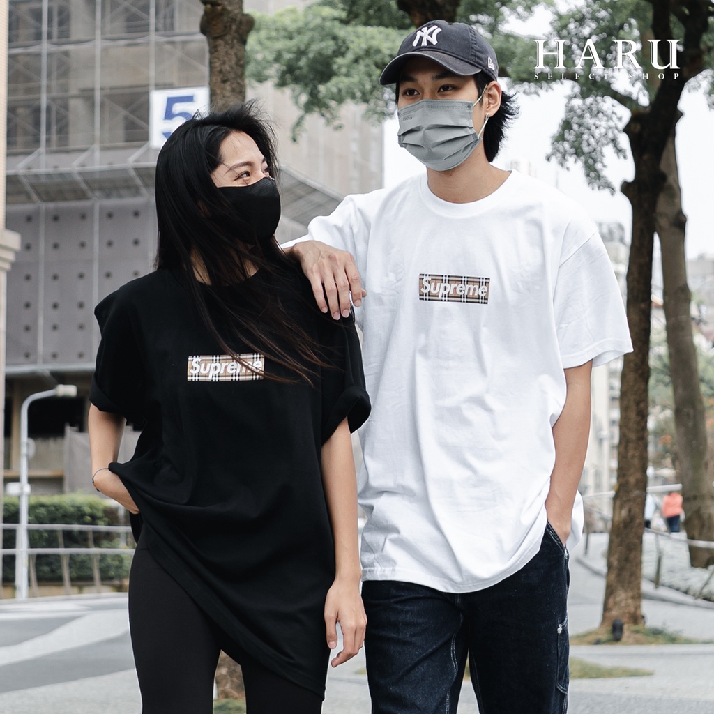 HAru] SUPREME X BURBERRY 22SS BOX LOGO TEE 黑白聯名款男女短T