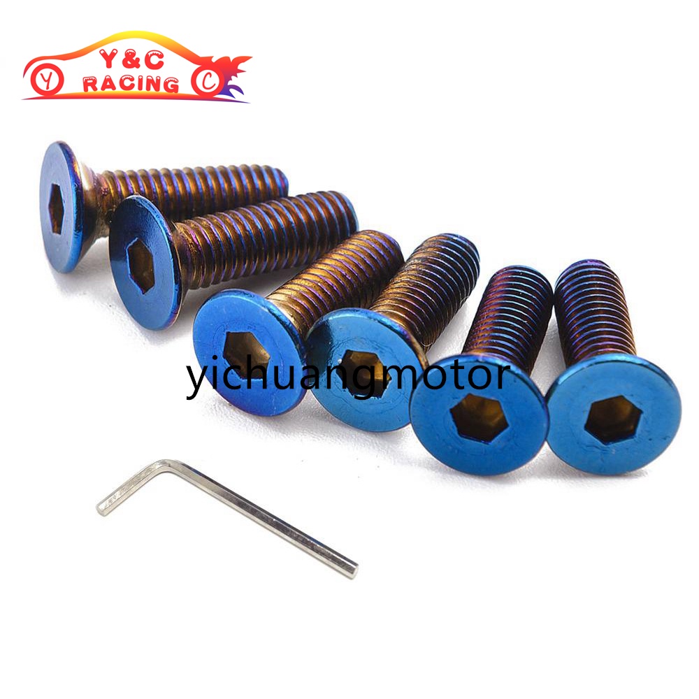 6粒入汽車改裝方向盤烤藍螺絲 鈦彩個性方向盤ND NARDI VERTEX OMP MOMO 通用螺絲 蝦皮購物