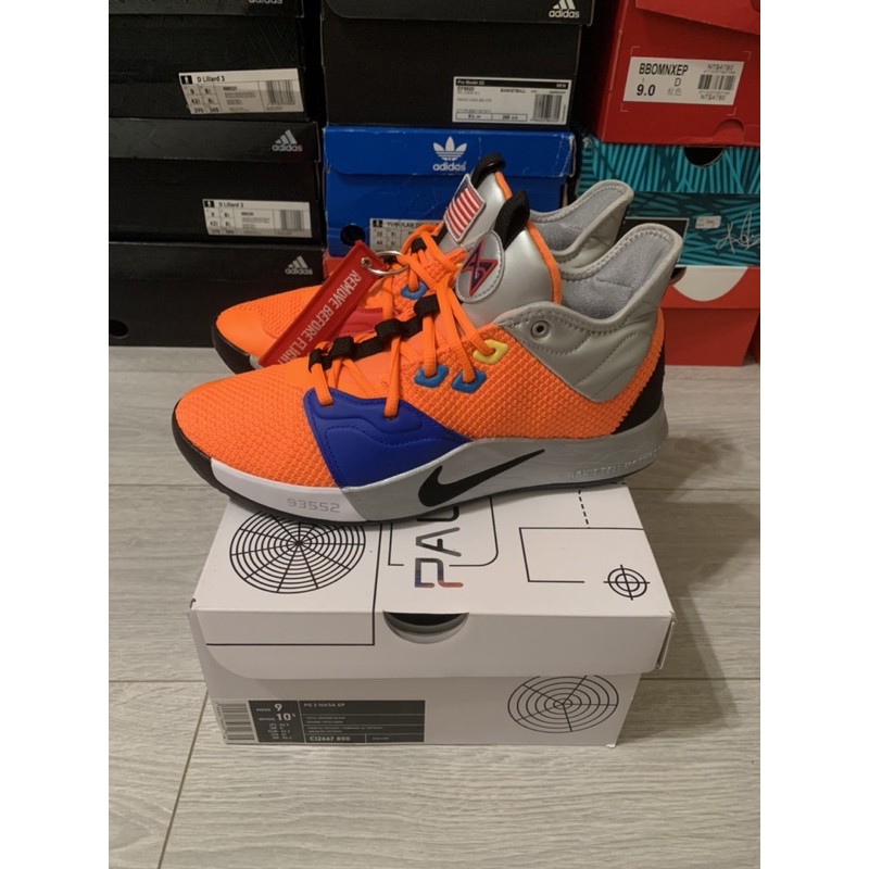 二手9.5成新Nike PG 3 NASA EP 橘色限量US9 配件全齊非Adidas jordan