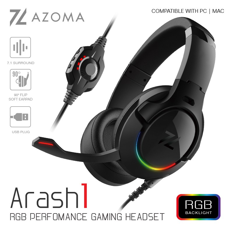 AZOMA ARASH1 RGB 頭戴式耳機 電競耳機 麥克風 耳罩式 現貨 廠商直送 | 蝦皮購物