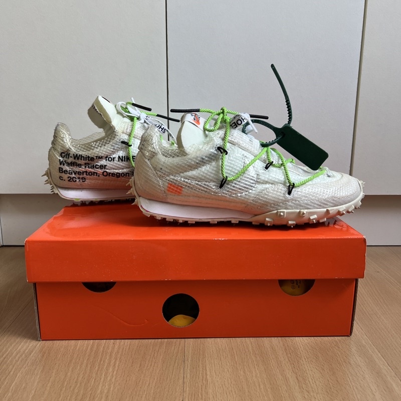 Nike x Off-White Waffle Racer 聯名款白綠鞋子運動鞋二手| 蝦皮購物