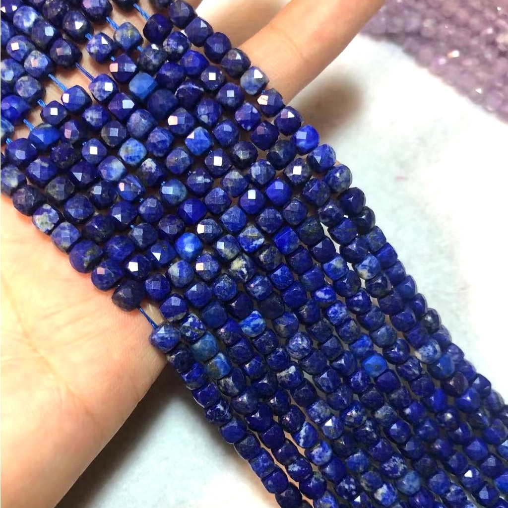 天然青金 鑽切 方塊 條珠 青金石 青金水晶 切面 方糖 魔方水晶 手錬 手珠 天然青金石 立方珠 方形 水晶串珠 | 蝦皮購物