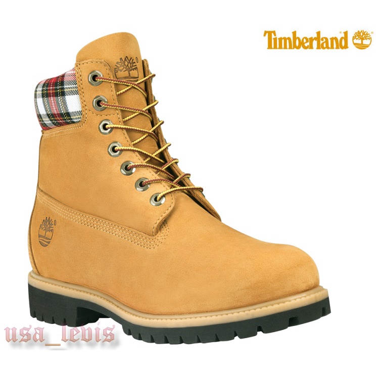 賠售【聯名款】TIMBERLAND WOOLRICH聯名10061黃靴款羊毛格紋護墊小麥色