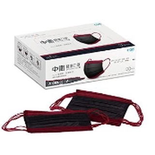 CSD中衛 醫療彩色口罩 - 酷黑+櫻桃紅 (成人30入/封膜盒裝) 雙鋼印