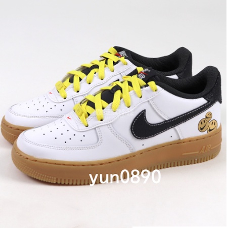 正版免運NIKE AIR FORCE 1 GS AF1 微笑牛奶糖白色黑勾笑臉焦糖底DO5854