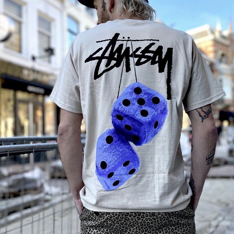 STUSSY FUZZY DICE TEE 4色毛絨骰子短袖男女情侶款| 蝦皮購物