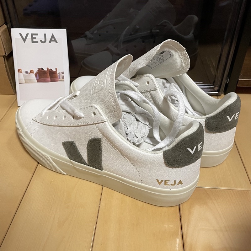 ［售完] 保證全新正品VEJA Campo皮革厚底增高小白鞋 女鞋 燙金Logo超美抹茶綠 V字 39號（25)