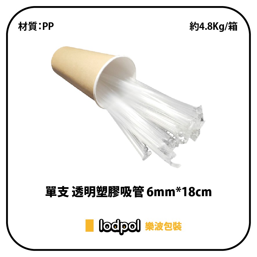 【lodpol】單支 透明塑膠吸管 6mm*18cm 約5Kg/箱 獨立包裝 | 蝦皮購物