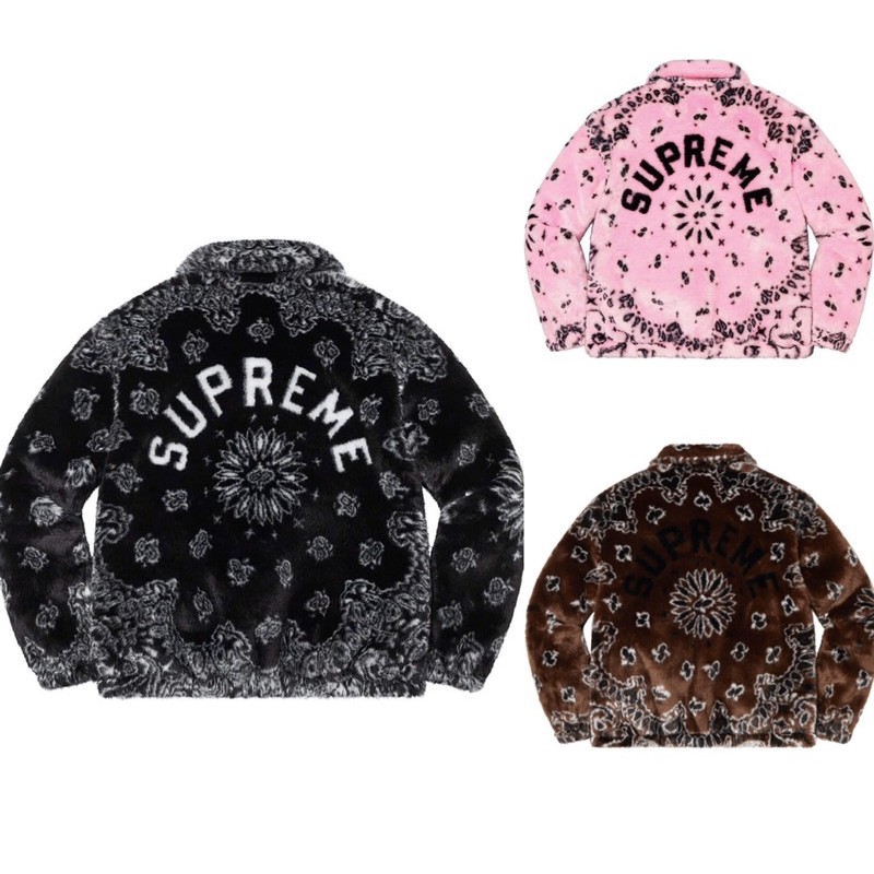 Supreme Bandana Faux Fur Bomber Jacket 外套變形蟲腰果花| 蝦皮購物