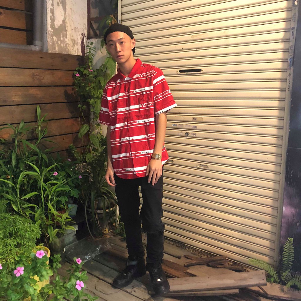 Faithful】SUPREME STRIPED RACING WORK SHIRT【SUPREME_TEE110】紅