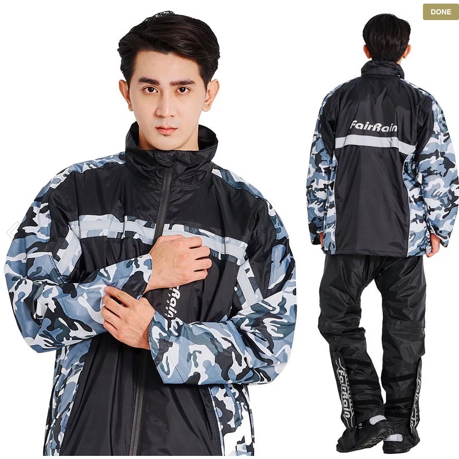 FairRain 飛銳赤焱風暴兩件式風雨衣極地迷彩雙拉鍊網狀內裡背包加大