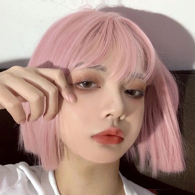 假髮 女生 短直髮 黑色 淺粉色 奶奶灰 淺金色 bob頭 日系 修臉 可愛 自然 少女 粉色系 短髮 cos 蝦皮購物 — free download