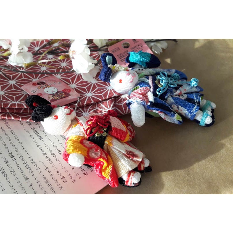 日本皺綢和服兔吊飾兔子和服吊飾京都| 蝦皮購物