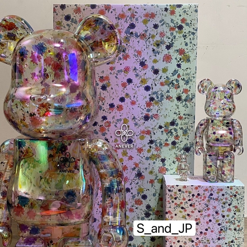 限時優惠 全新現貨不用等 BE@RBRICK ANEVER 透明花 乾燥花 絢彩 100% + 400% 庫柏力克熊