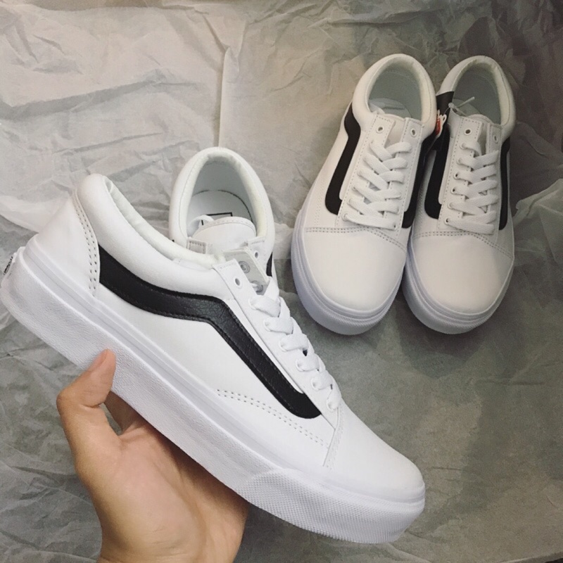 特] Vans old skool白底黑線〰 22cm 微瑕疵| 蝦皮購物