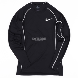 棒球世界全新NIKE PRO DRI-FIT棒球緊身衣長袖訓練黑色特價DD1991-010, 露天市集