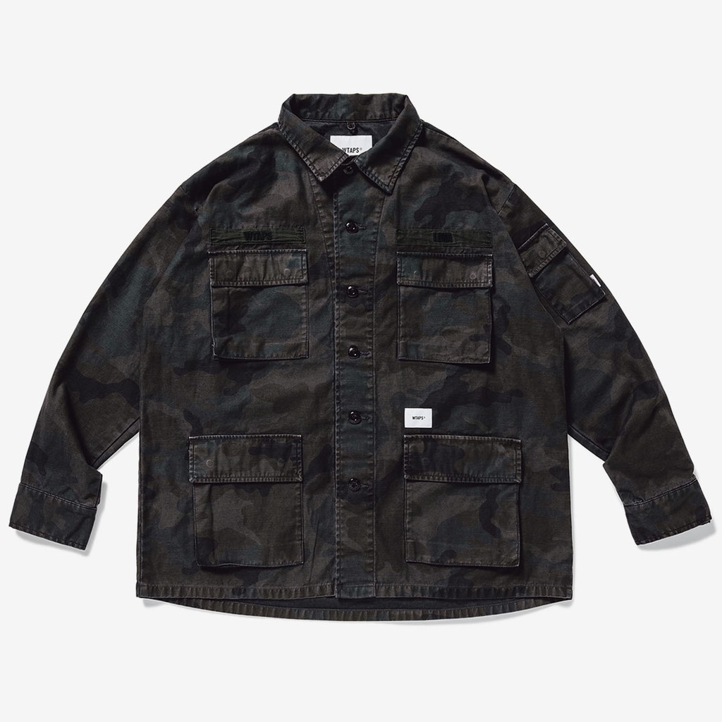 台灣公司貨WTAPS 20SS JUNGLE LS 02 SHIRT COTTON SATIN CAMO 黑迷彩軍