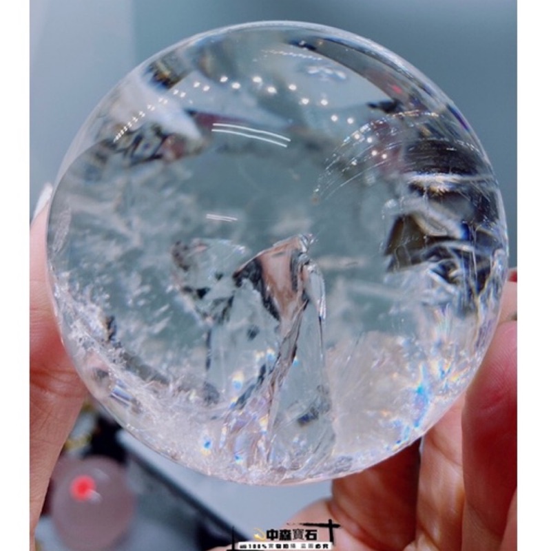 中森寶石🔮純天然白水晶球水晶球彩虹白水晶超透亮64mm 大片彩虹