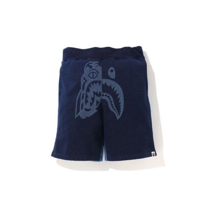 BAPE INDIGO TIGER SHARK SWEAT SHORTS 拼接鯊魚棉褲短褲| 蝦皮購物