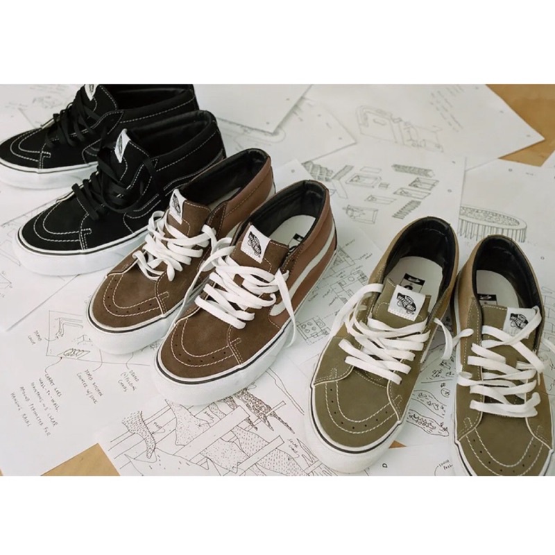 代購正品 VANS The JJJJound x Sk8-Mids 黑 限量 軍綠 帆布鞋 限量 中高筒 潮流嗚嗚