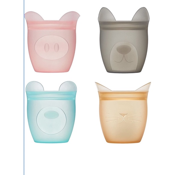 【Zip Top】《動物派對嬰幼兒零食袋》美國製白金矽膠密封袋 比Stasher還好用！ （一組4件，不拆售） 蝦皮購物