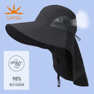 日本UV CUT藏蓝色防晒帽大帽檐遮脸户外太阳帽遮阳防紫外线双面戴渔夫帽