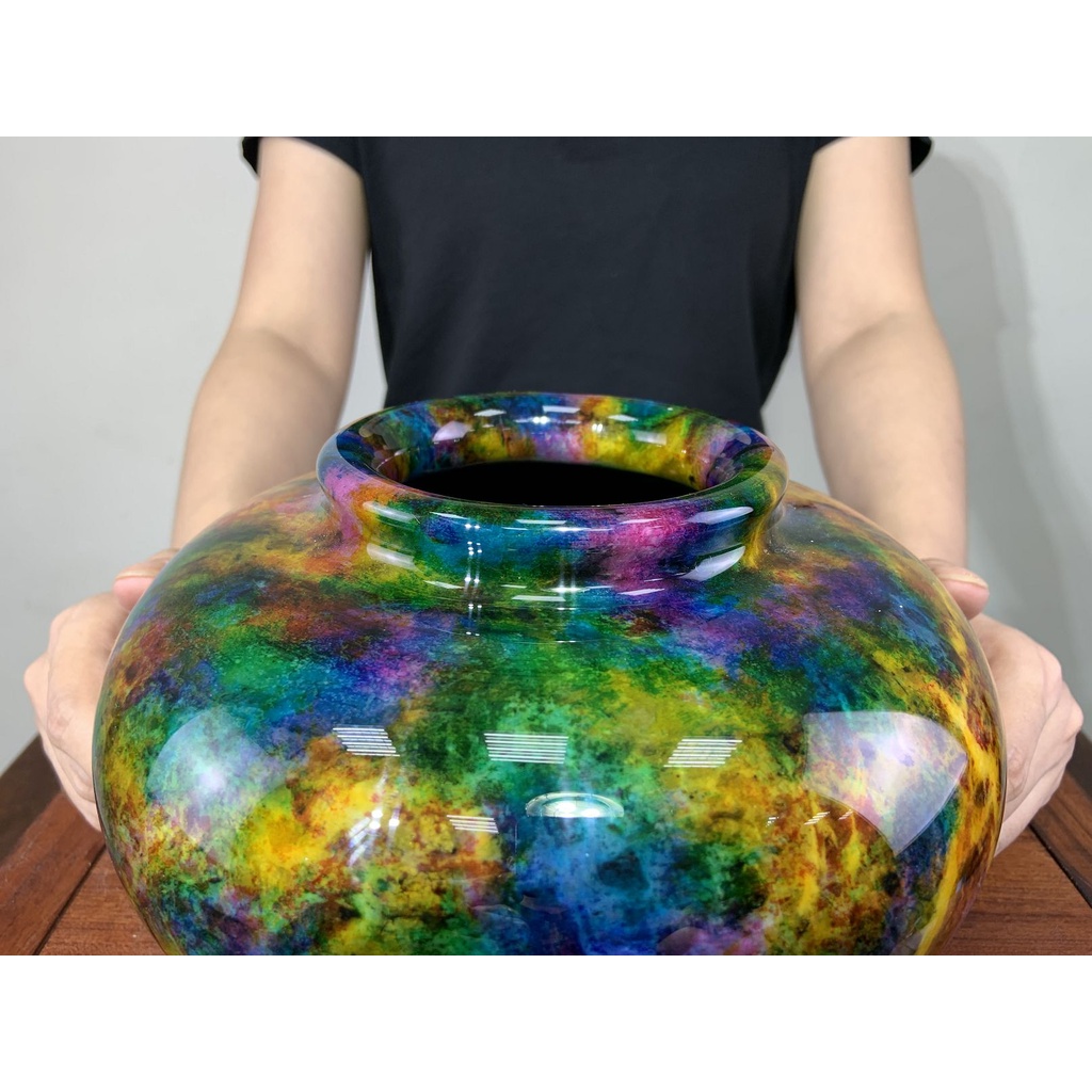 66藝品】台灣花東【七彩玉花瓶】花東原石原礦花蓮花瓶圓瓶寶瓶葫蘆璧玉