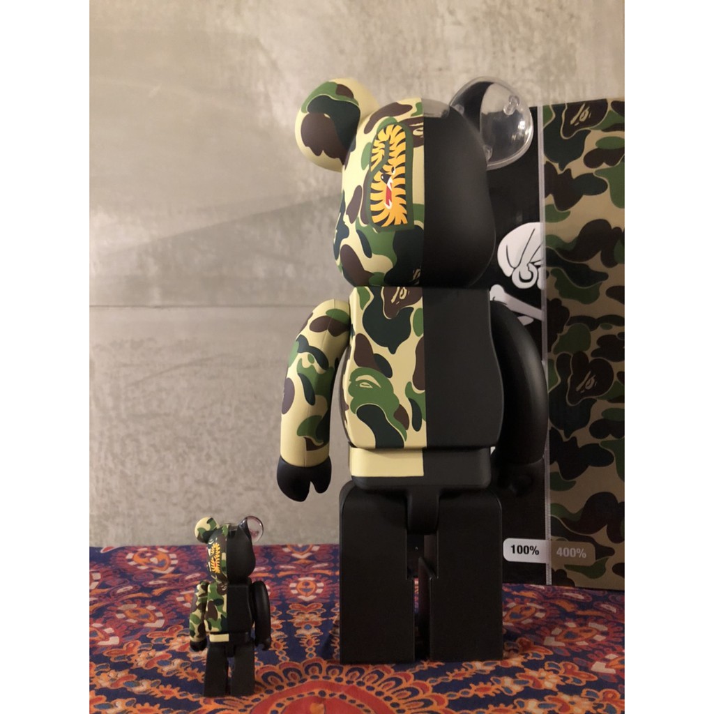 Be@rbrick bape neighborhood nbhd 綠迷彩鯊魚400%+100% | 蝦皮購物