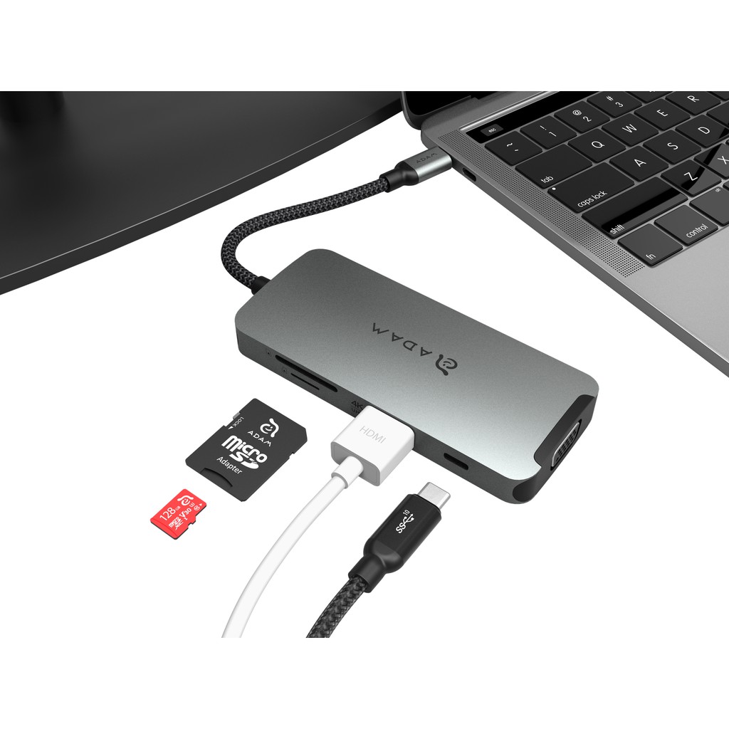 ADAM 亞果元素 CASA HUB A08 USB-C 8 Port 多功能集線器, 午夜藍