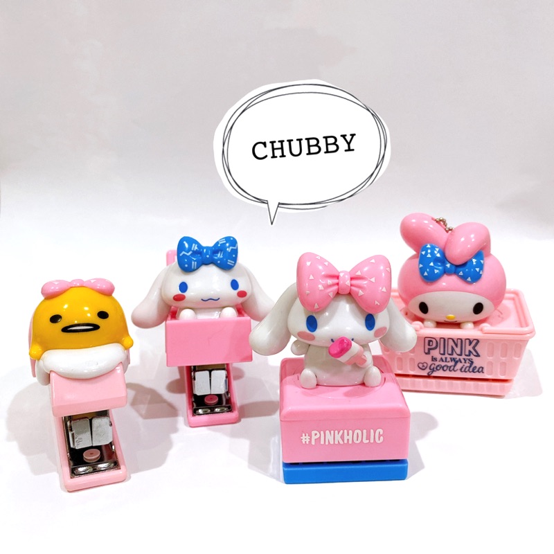 #CHUBBY#2017三麗鷗粉紅「立體公仔文具」打洞器&訂書機 美樂蒂.喜拿.蛋黃哥 | 蝦皮購物
