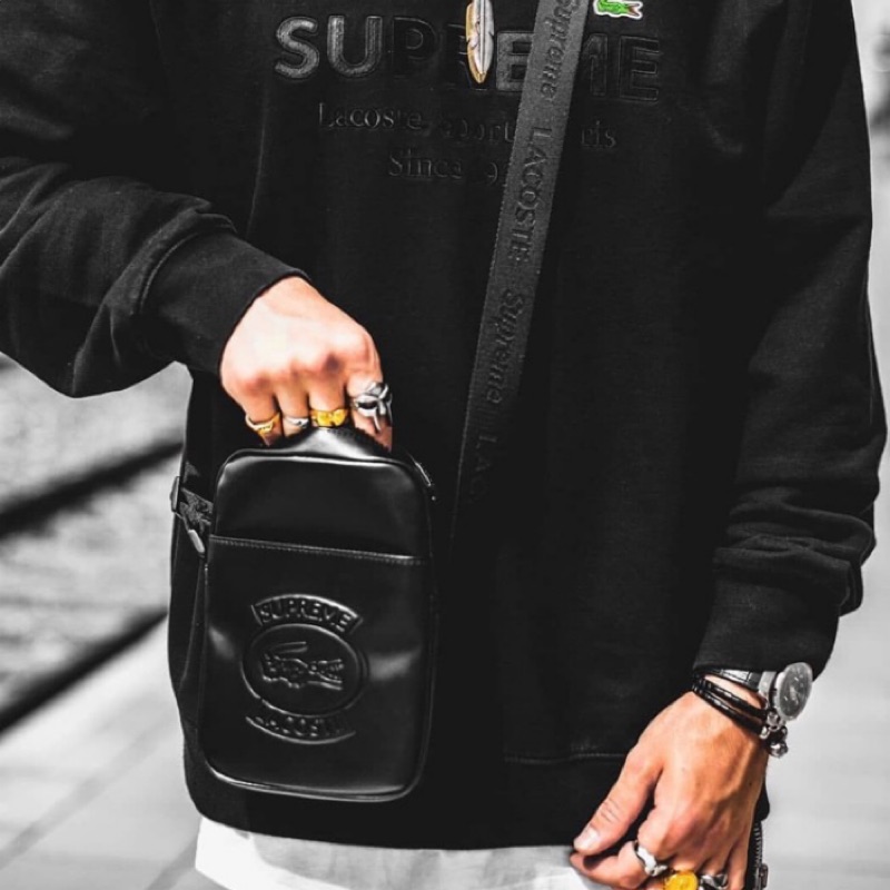 Supreme x Lacoste shoulder bag 黑肩包| 蝦皮購物