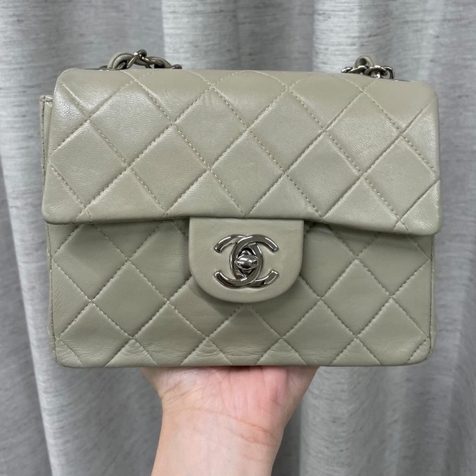 Chanel mini flap hot sale bag grey