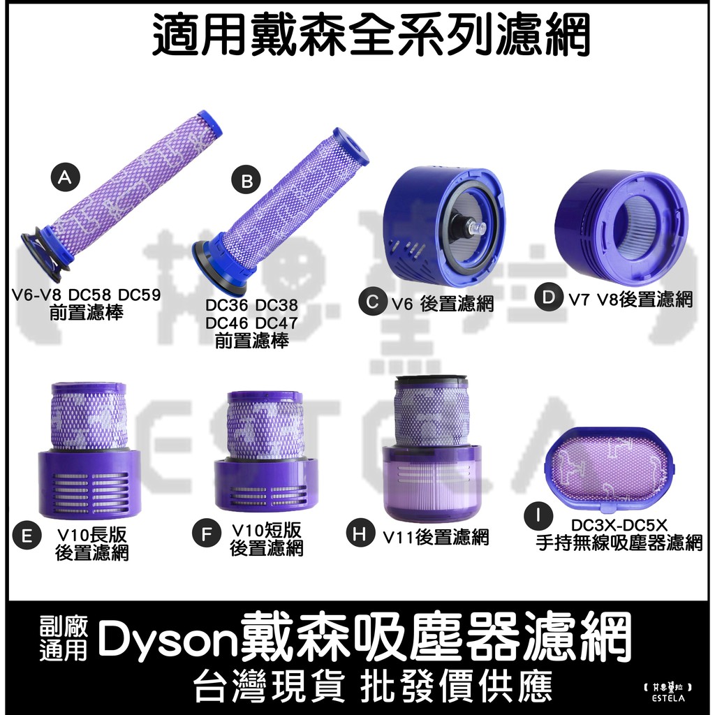 【艾思黛拉】副廠 Dyson 戴森 適用V12 SV18 V6 V7 V8 V10 DC47 DC36 過濾網 過濾棒 | 蝦皮購物