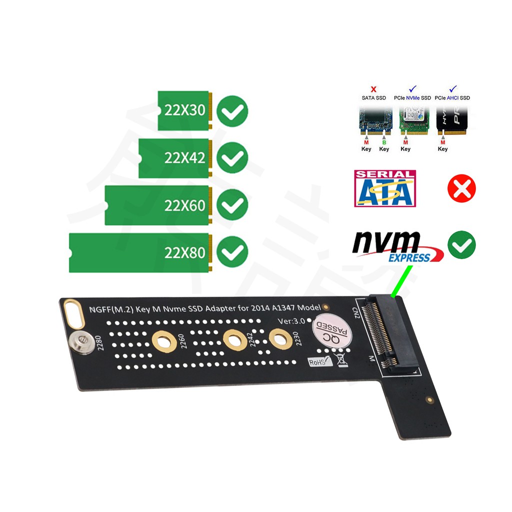 【熊讚】Mac Mini 2014 Late A1347 轉 SSD NGFF PCIe NVMe SSD硬碟 轉卡 | 蝦皮購物