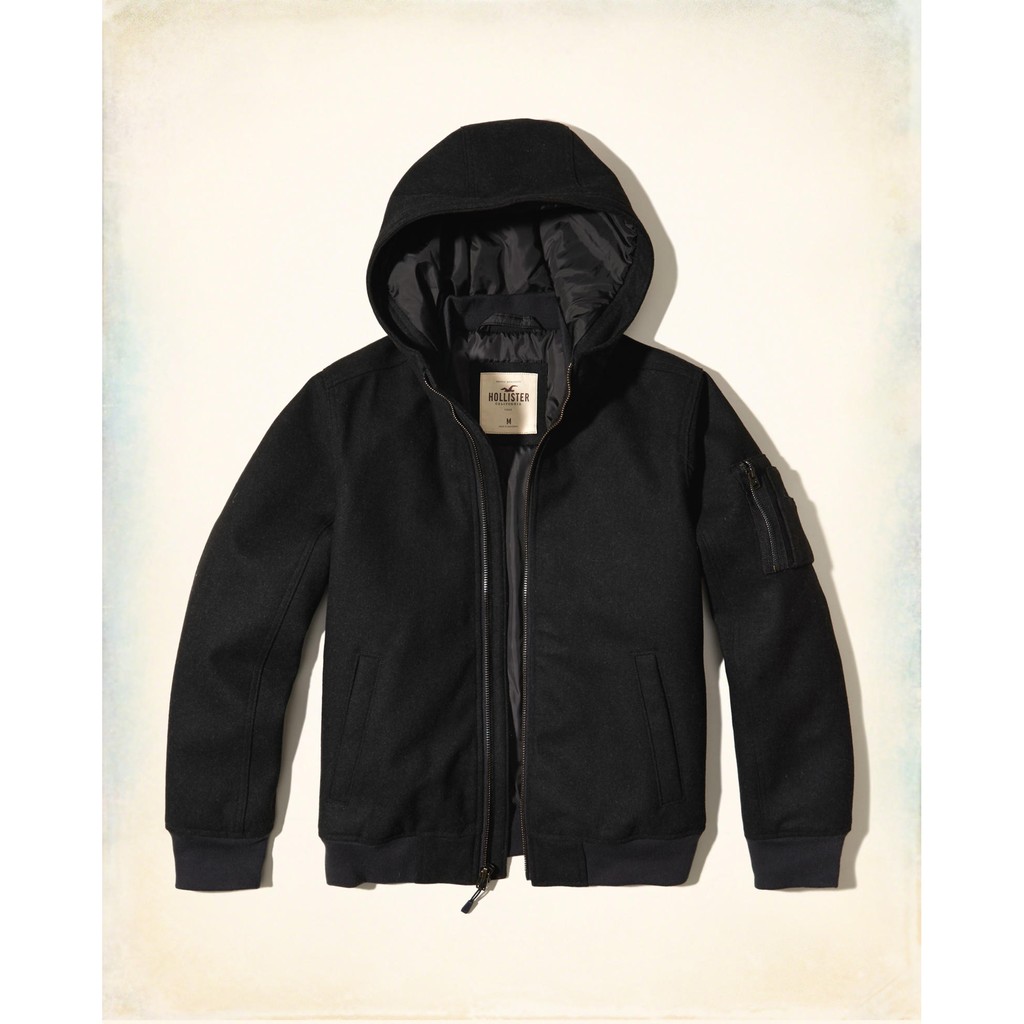 Hollister down blend hooded cheap bomber jacket