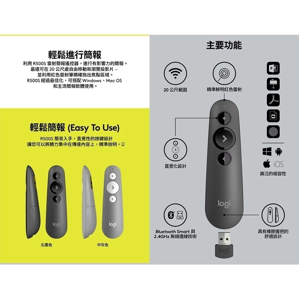 【簡報大師必備】Logitech R500s 雙模雷射簡報遙控器：輕薄筆電的最佳拍檔，用專業掌控全場節奏
