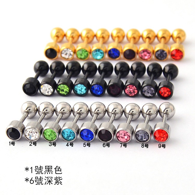 台灣現貨天天寄【粉紅菲菲】鈦鋼鑲鑽耳環 個性飾品 首飾 墜飾 有耳洞 耳釘（ED124、Z30）80-0034 | 蝦皮購物