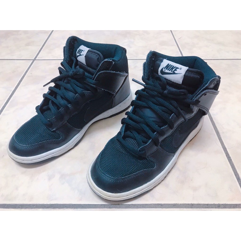 【NIKE】 WMNS Dunk High Skinny 429984-012黑白高筒運動鞋 22.5cm