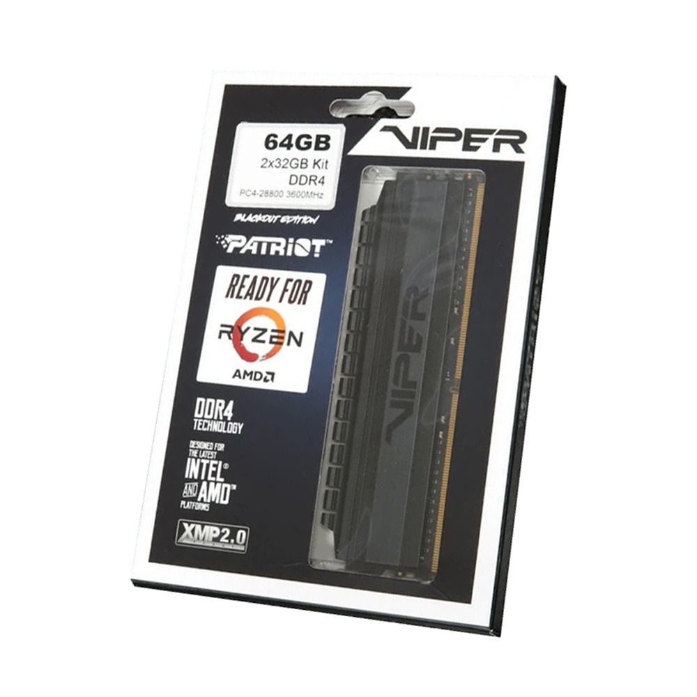 博帝Patriot Viper 4 Blackout 64GB(2x32) DDR4-3600 記憶體(平行進口