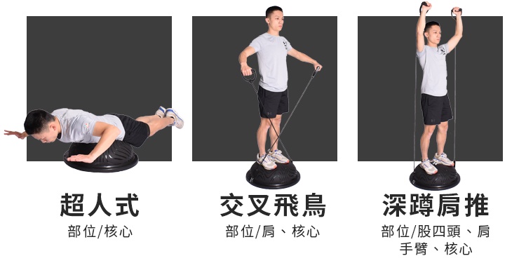 ☑送彈力帶-奇波力半圓平衡球黑(BOSU球/博速球/balance step)Fun sport物理治療球/健身球抗力球 | 蝦皮購物