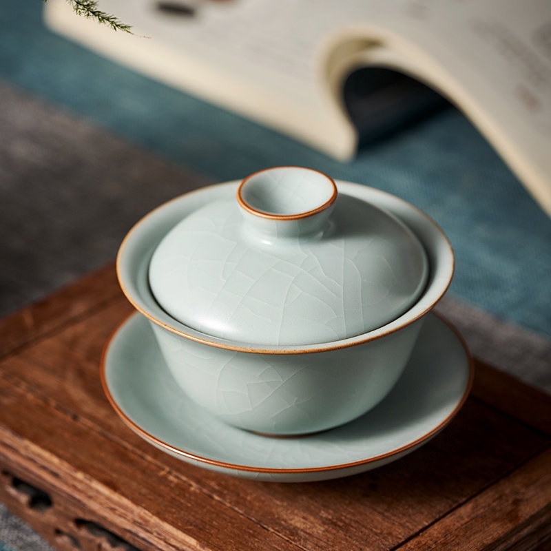 台灣豐子汝窯蓋碗天青蓋碗蓋杯三才碗陶瓷茶具-圓融.禪定.元雅.香韻款式 