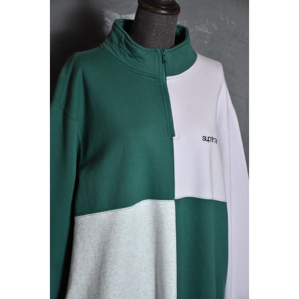 Supreme Color Blocked Half Zip Sweatshirt 白綠色塊 半拉鍊衛衣