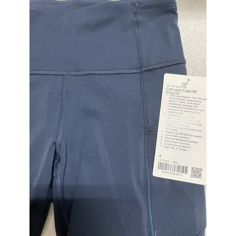 現貨在台🍋Lululemon fast and free high rise short 6” 深藍6寸單車褲