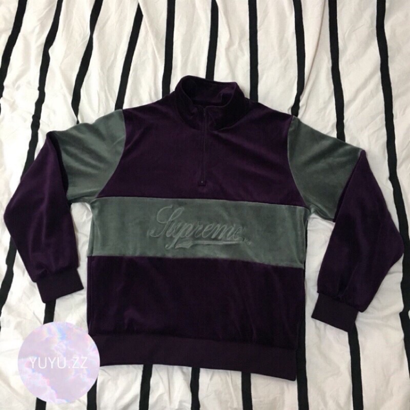 Supreme 長袖 法蘭絨 Velour Half Zip Pullover