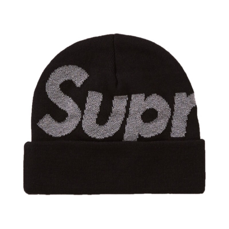 Supreme Big Logo Beanie Black/Supreme 大Logo 毛帽黑| 蝦皮購物