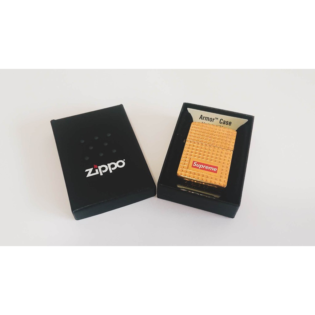 Supreme Zippo 17ss 金色打火機Diamond cut鑽石切割設計(全新) | 蝦皮購物