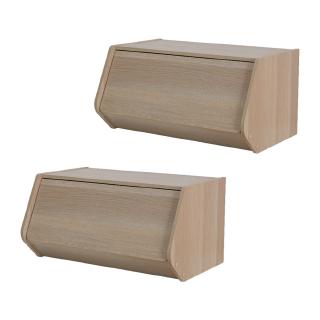 (組合) 日本IRIS 木質可掀門堆疊櫃 淺木色 2入 60x30cm